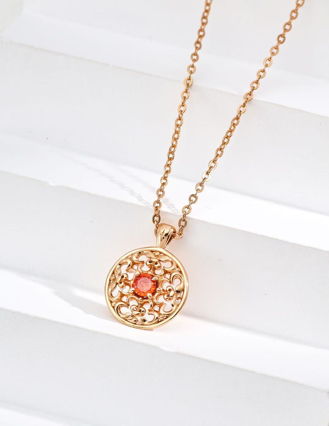 Elegant Red Zircon Pendant Necklace