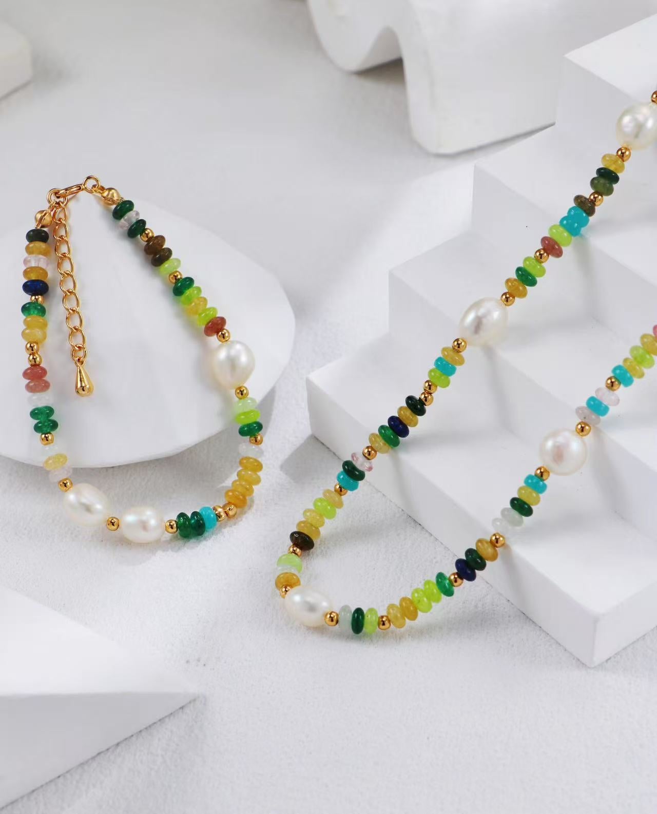 Charming Golden Rainbow Pearl Bracelet