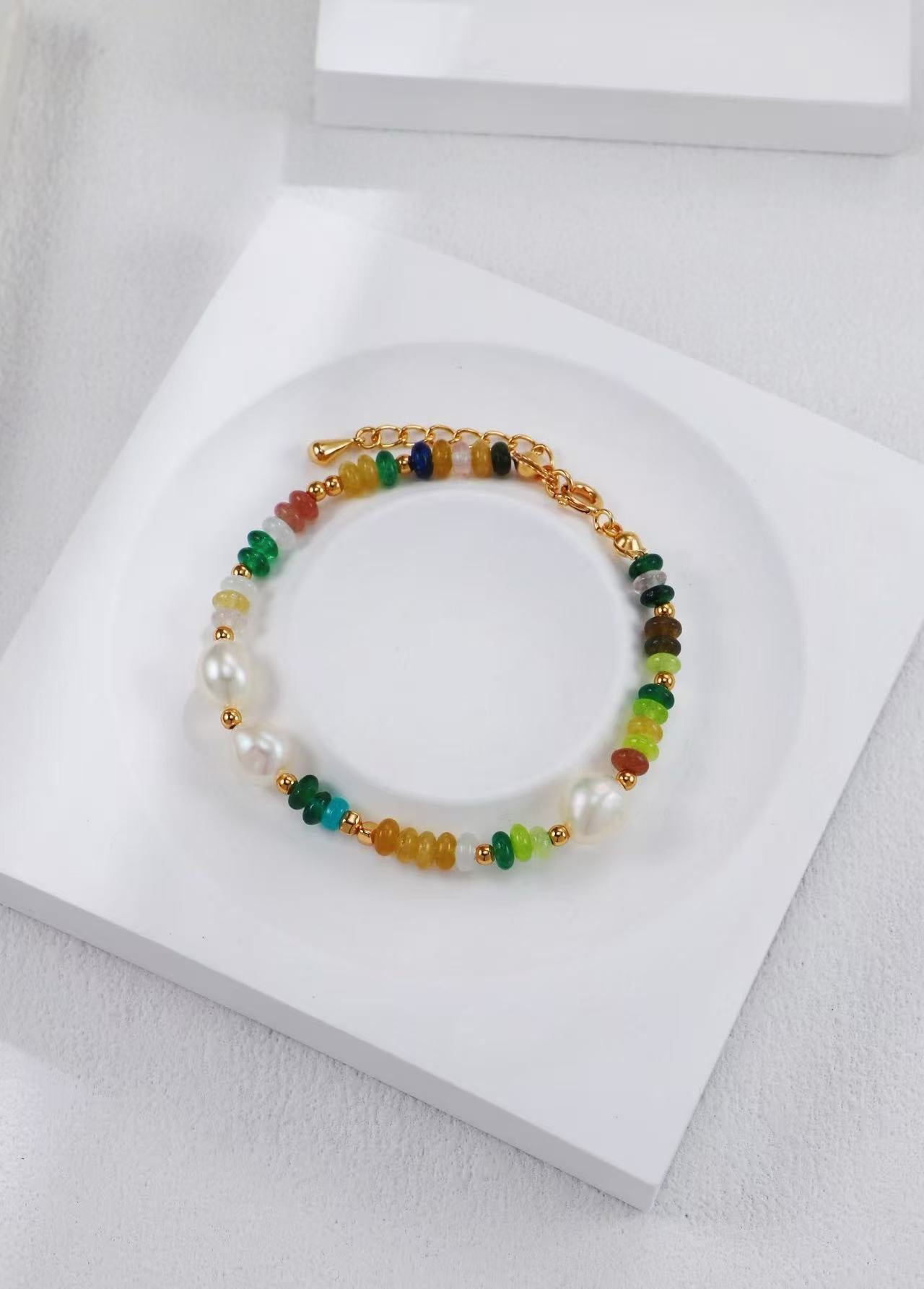 Charming Golden Rainbow Pearl Bracelet