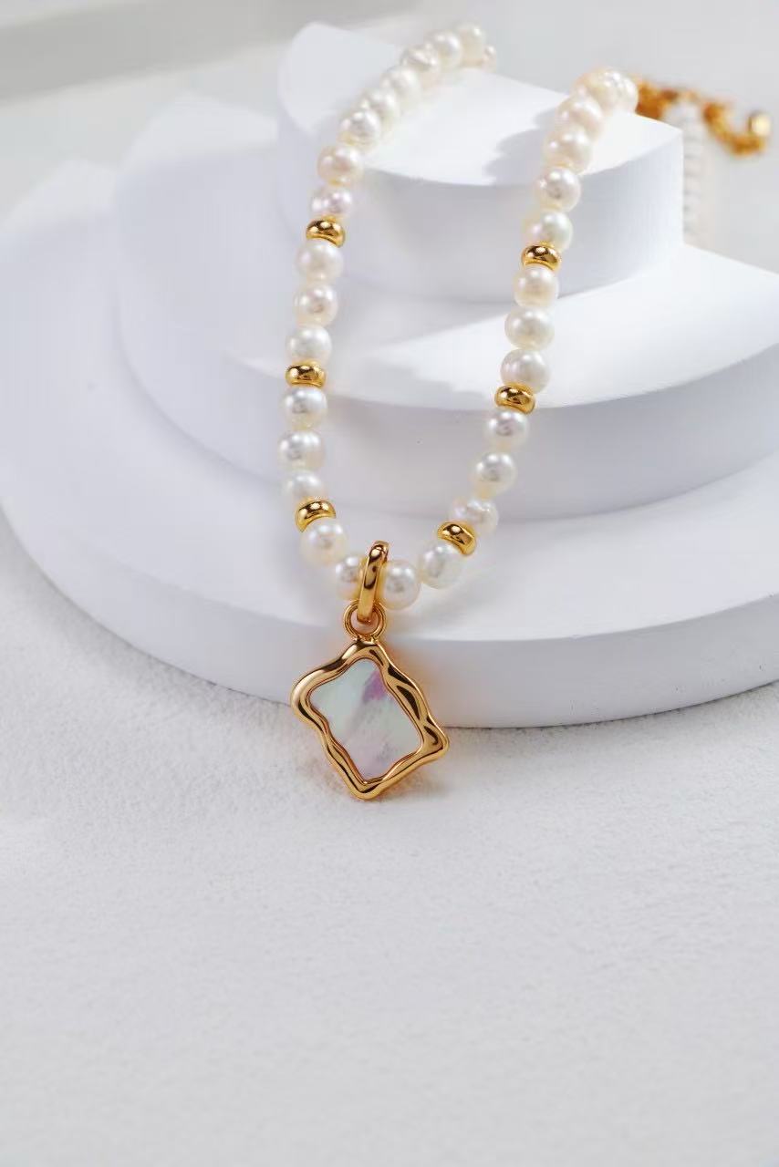 Silver Shell Pearl Necklaces