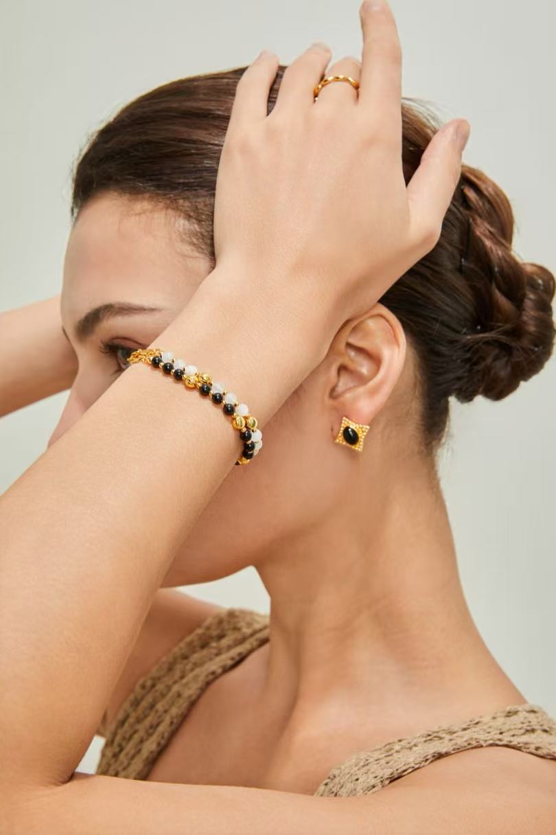 Gold-Tone Natural Stone Bracelet