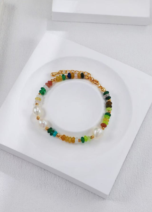 Charming Golden Rainbow Pearl Bracelet