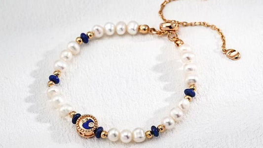 Natural Pearl and Lapis Lazuli Bracelets