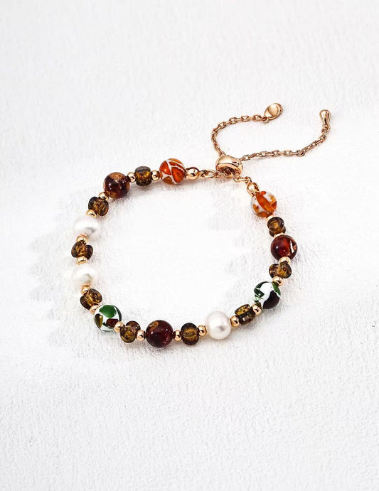 Natural Pearl Iridescent Glass Shell Bracelet