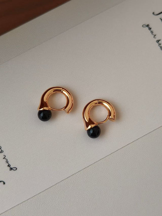 925 Sterling Silver Plated with 18K Gold Agate Earrings