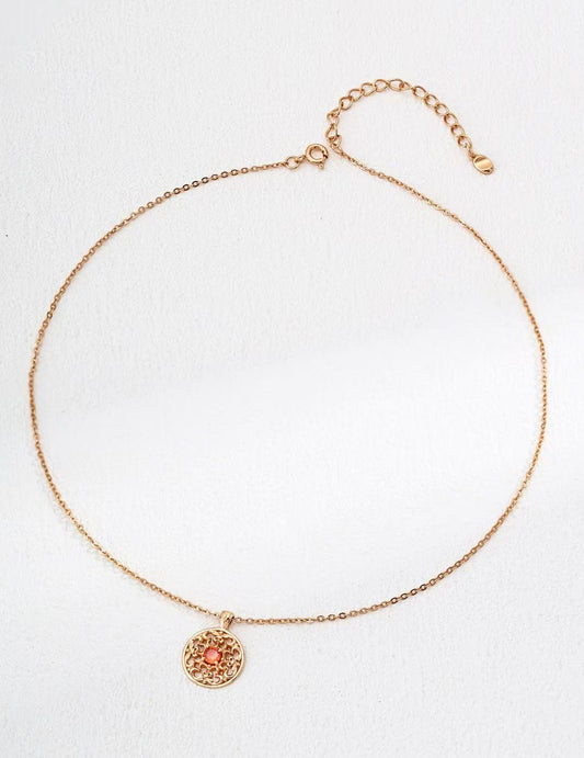 Elegant Red Zircon Pendant Necklace